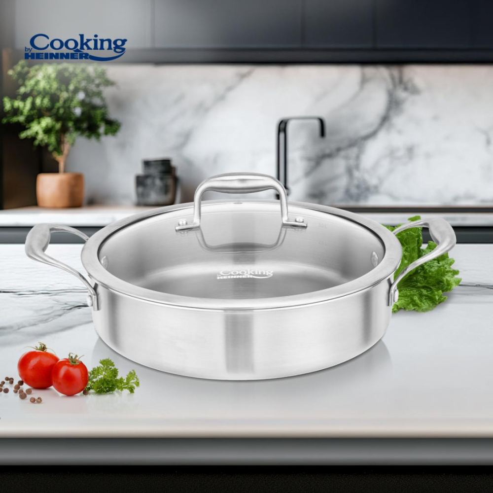 CRATITA INOX+CAPAC STICLA 26X7CM, 3.5L, ATOMIC3, COOKING BY HEINNER [5]