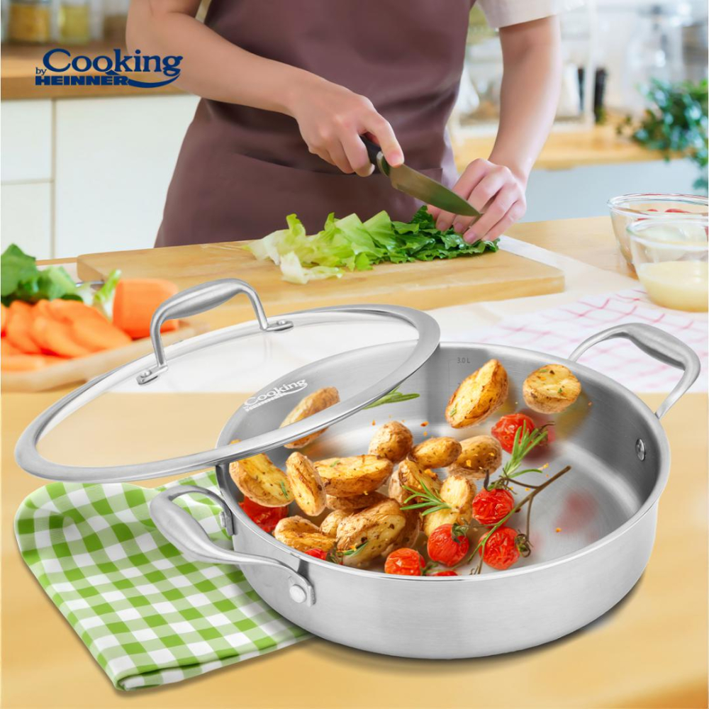 CRATITA INOX+CAPAC STICLA 26X7CM, 3.5L, ATOMIC3, COOKING BY HEINNER [6]