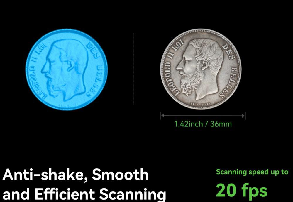 CREALITY 3D SCANNER CR-SCAN OTTER, Acuratete: pana la 0.02mm, Rezolutie 3D: 0.05-2mm, Viteza scanare:20fps, Alimentare: 5V 3A, Greutate: 390g, Color Mapping, IMU, Laser Clasa 1, Format iesire: OBJ/STL [5]
