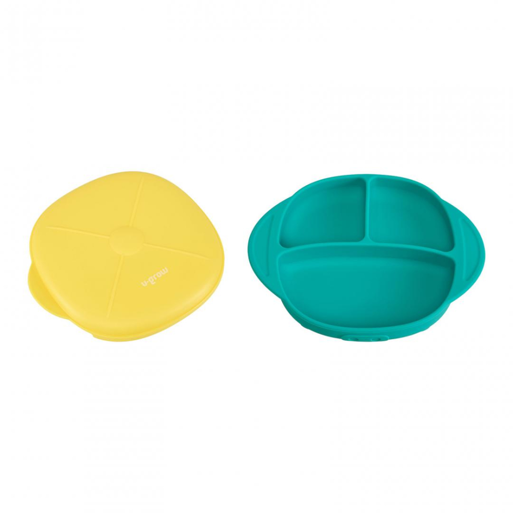 Farfurie silicon cu capac , galbena, U-Grow [3]