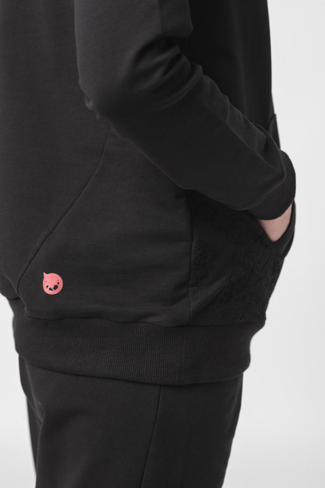 HANORAC COTON DANTELA FEMEI BLACK-S [5]