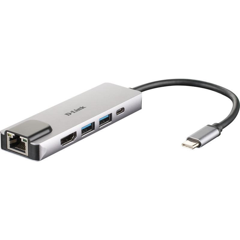 Hub USB D-LINK DUB-M520, USB-C, 5 porturi, HDMI, RJ-45, Gri [2]