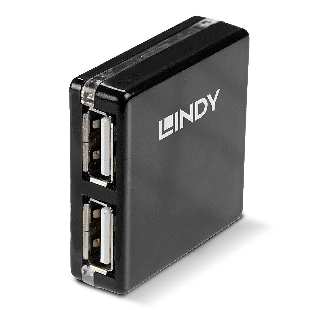 Hub USB LINDY 4 Port USB 2.0 Mini Hub USB-A, 4 porturi, Negru [2]