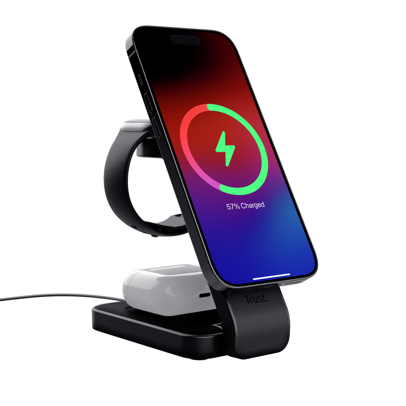 Stand de incarcare 3-in-1 Trust Viro USB-C, putere intrare 20W, Negru [3]