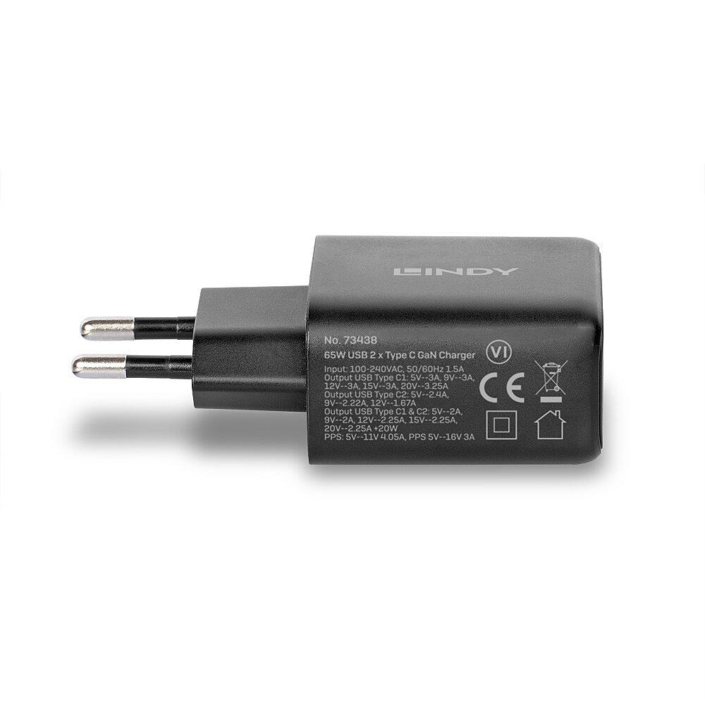 Incarcator Lindy 2x USB Type-C GaN 65W [2]