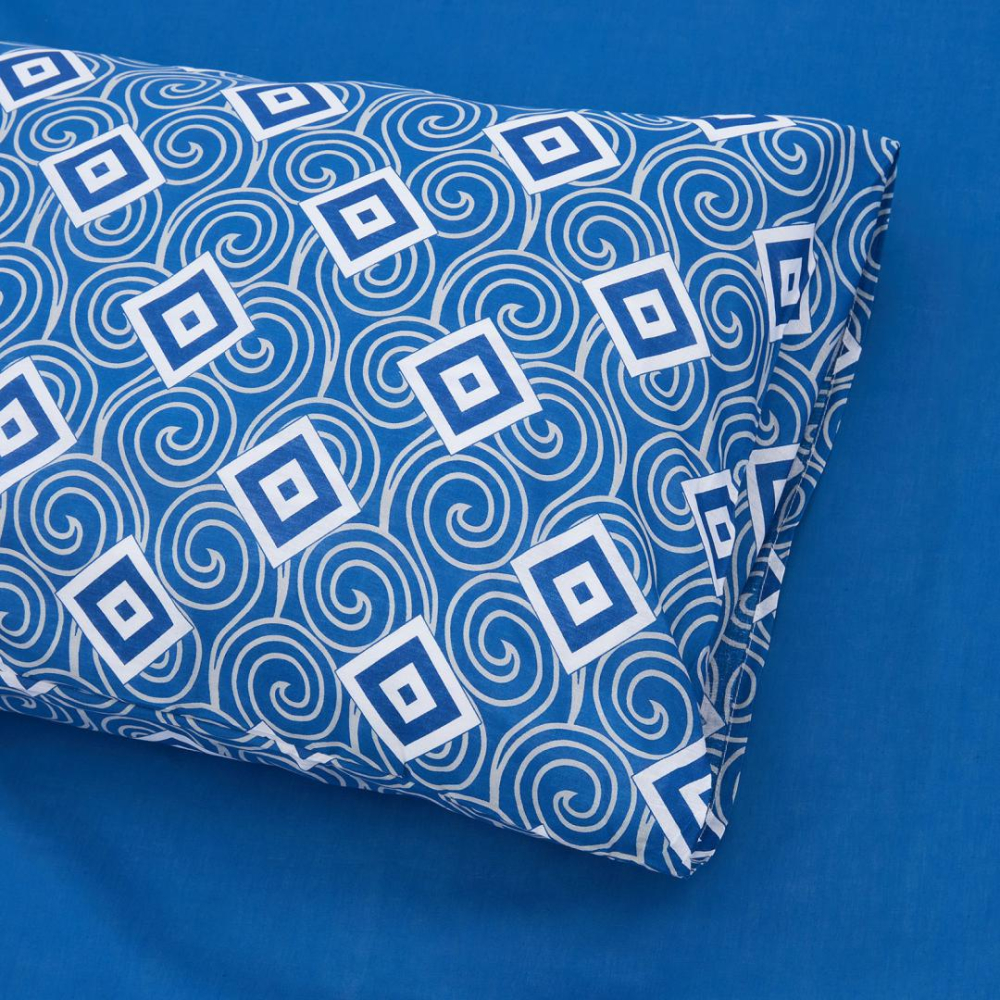 Lenjerie dubla 100% bumbac 4 piese, Blu [4]