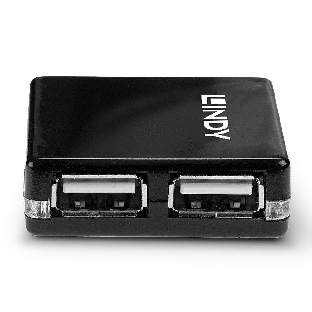 Hub USB LINDY 4 Port USB 2.0 Mini Hub USB-A, 4 porturi, Negru [3]