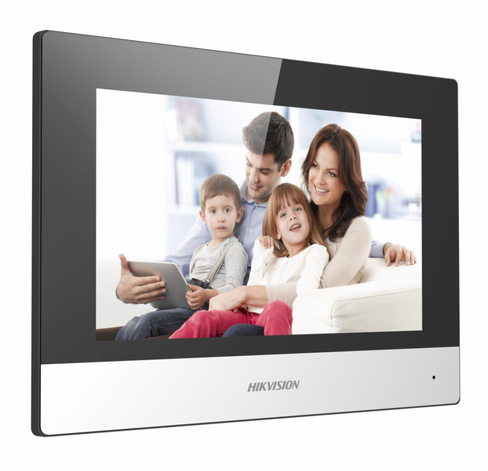 Monitor videointerfon WIFI modular 7" color Hikvision DS-KH6320-WTE1/EU;ecran LCD 7" color cu touch screeen, rezolutie ecran 1024 × 600; designmodern; Conectivitate: Retea wireless: Wi-Fi 802.11b/g/n; [2]