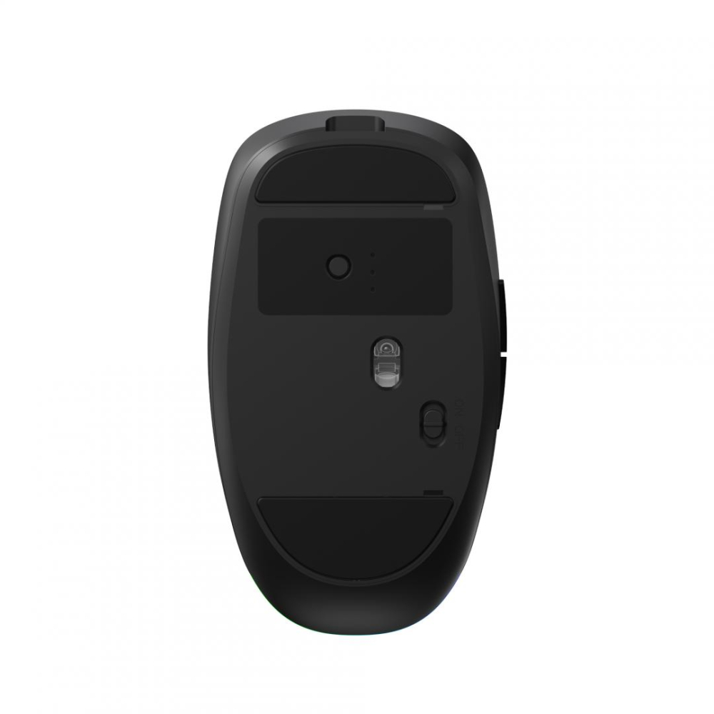 Mouse wireless AirFlow 2.4G+BT cu mod dual, cu receptor dual USB-A +USB-C; Reincarcabil USB-C, LED frontal Mod: 2.4G + Bluetooth Număr cheie: 6 Material: ABS Culoare: Negru complet DPI: 800-1200-1600  [7]