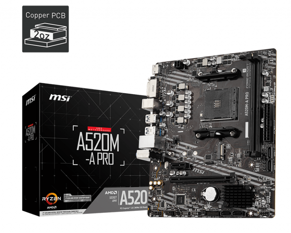 Placa de baza MSI A520M-A PRO, Socket AM4, DDR4, Micro-ATX [3]