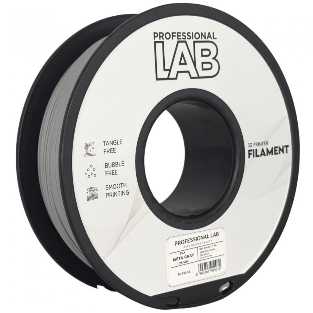PROF. LAB 3D FILAMENT 1KG PLA META GRAY, Diametru: 1.75mm, Greutate: 1kg, Temperatura duza: 185C - 215C, Temperatura platforma printare: 25C - 60C, Culoare: Meta Gray. [2]