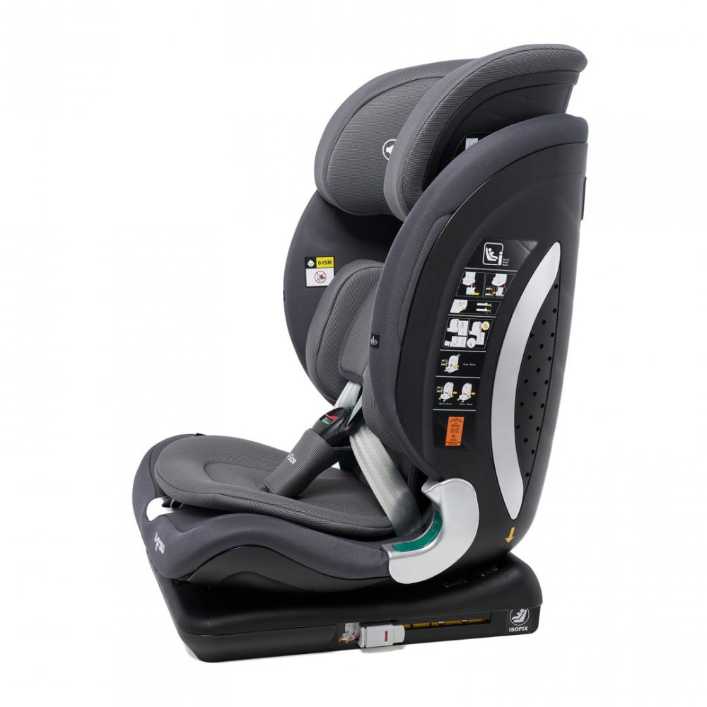 Scaun auto I-size U-Grow Goldfix Plus, isofix, 76-150 cm (9-36 kg), boxa bluetooth, gri [4]