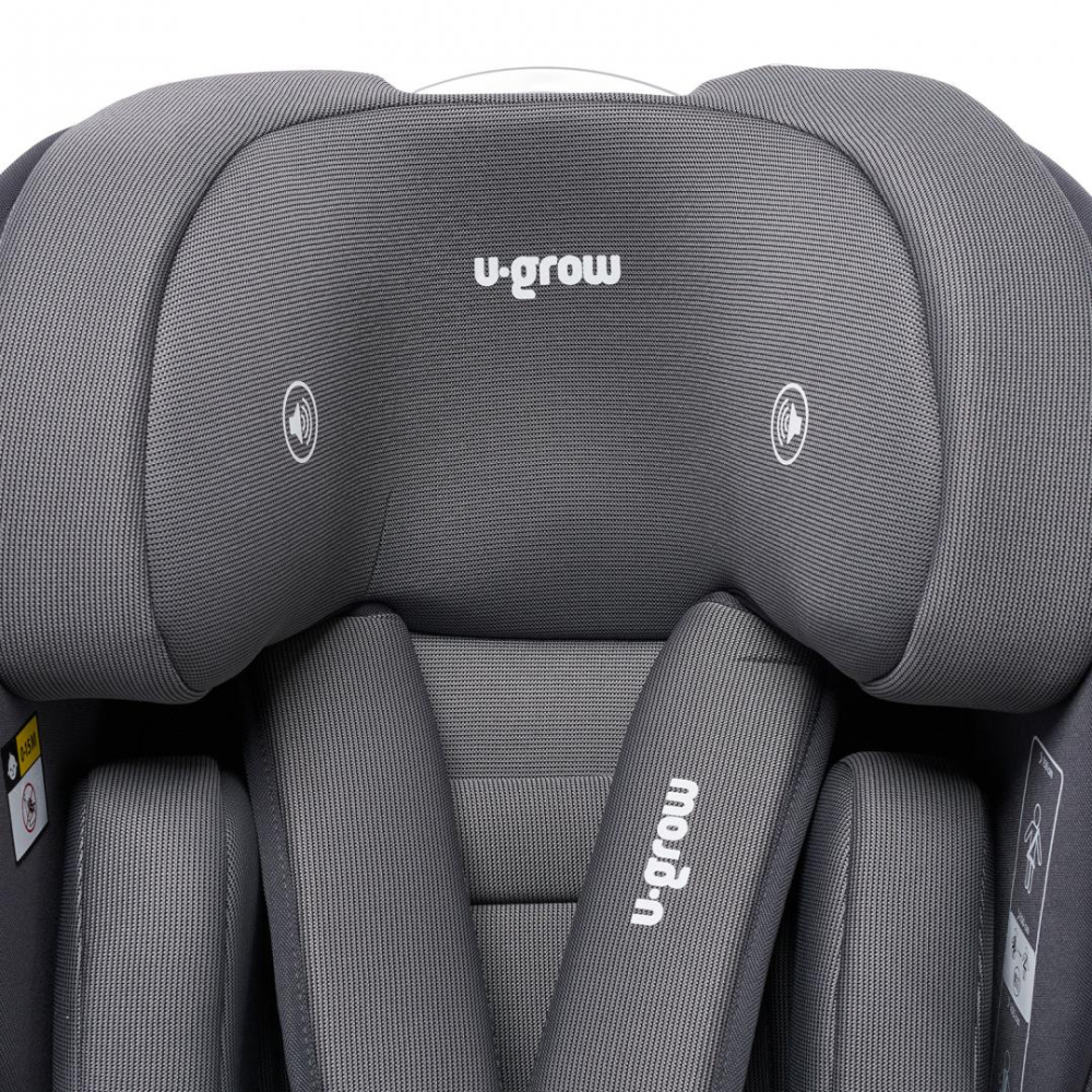 Scaun auto I-size U-Grow Goldfix Plus, isofix, 76-150 cm (9-36 kg), boxa bluetooth, gri [9]