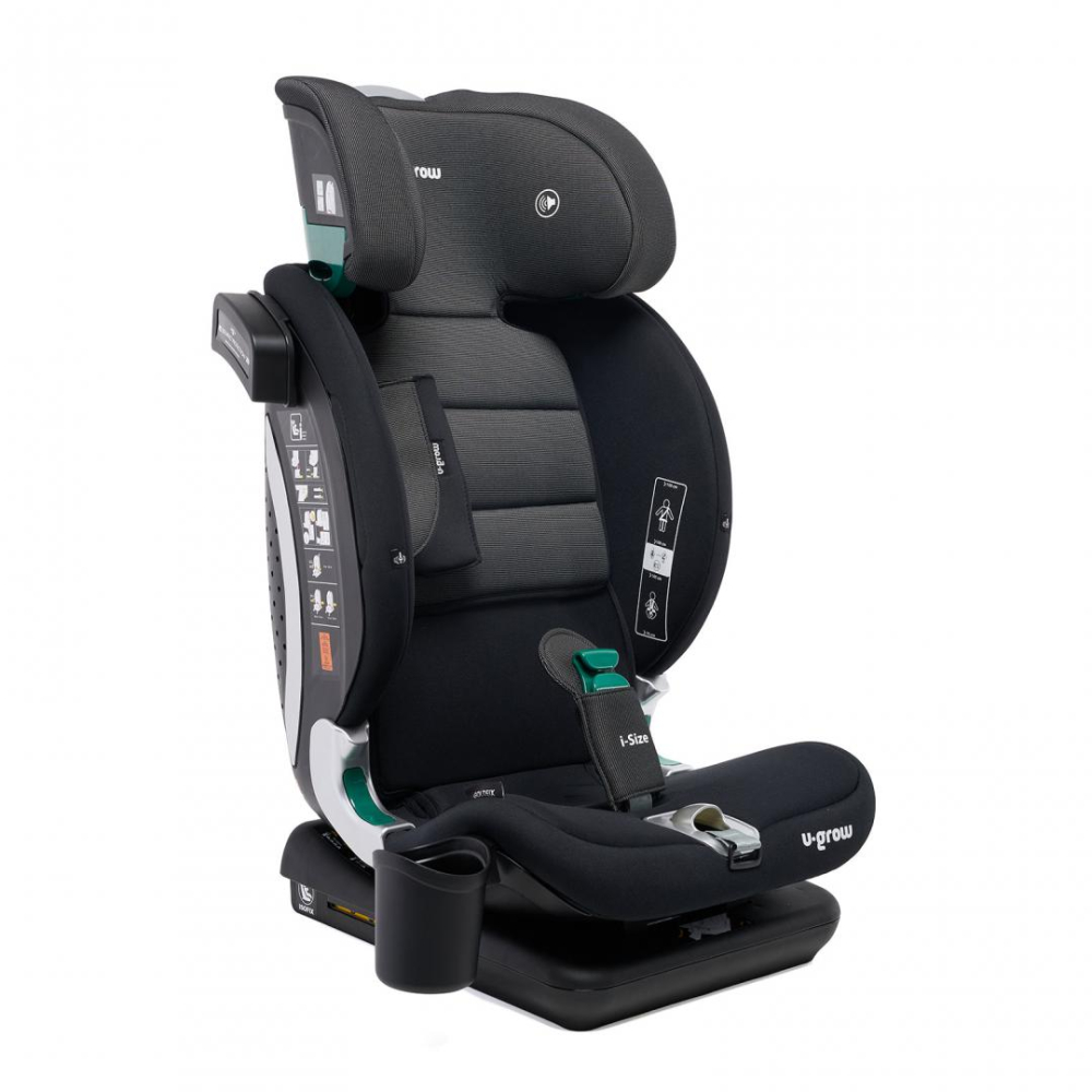 Scaun auto I-size U-Grow Goldfix Plus, isofix, 76-150 cm (9-36 kg), boxa bluetooth , negru [5]