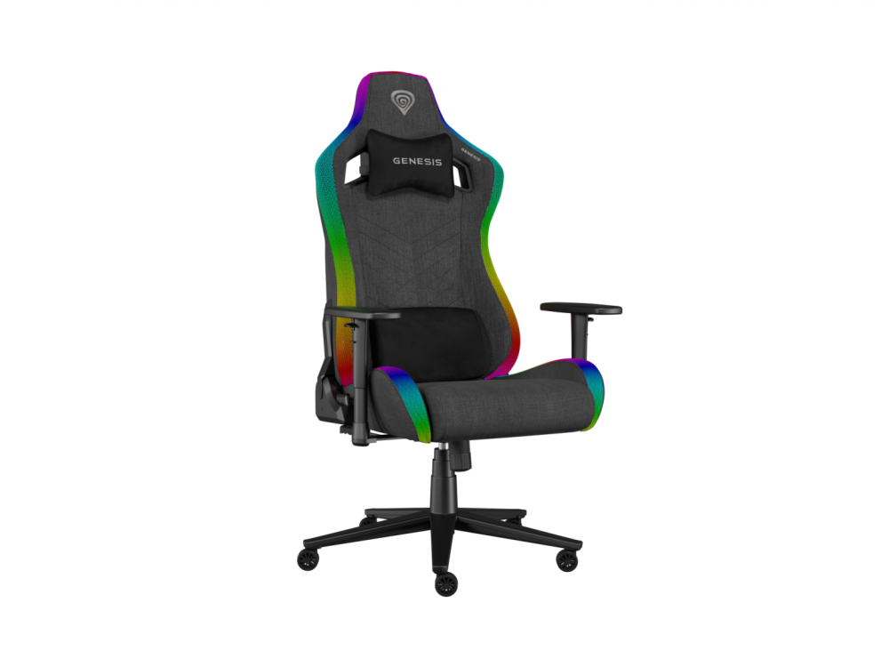 Scaun gaming Genesis TRIT 660, material textil, iluminare RGB, suporta pana la 150 kg, inaltime reglabila, spatar ajustabil, gri [3]