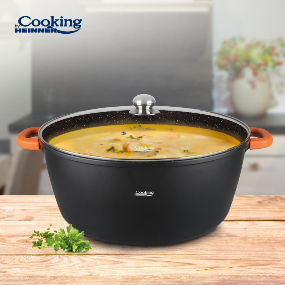 SEMIOALA ALUMINIU+CAPAC 44X19 CM,23L,DARK LINE, COOKING BY HEINNER [3]