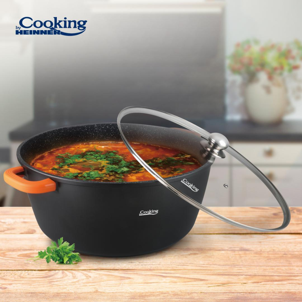 SEMIOALA ALUMINIU+CAPAC 44X19 CM,23L,DARK LINE, COOKING BY HEINNER [4]