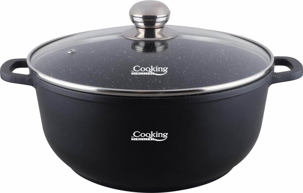 SEMIOALA ALUMINIU TURNAT +CAPAC, 32 CM X 14.5 CM , 10 L, DARK LINE, COOKING BY HEINNER  [2]