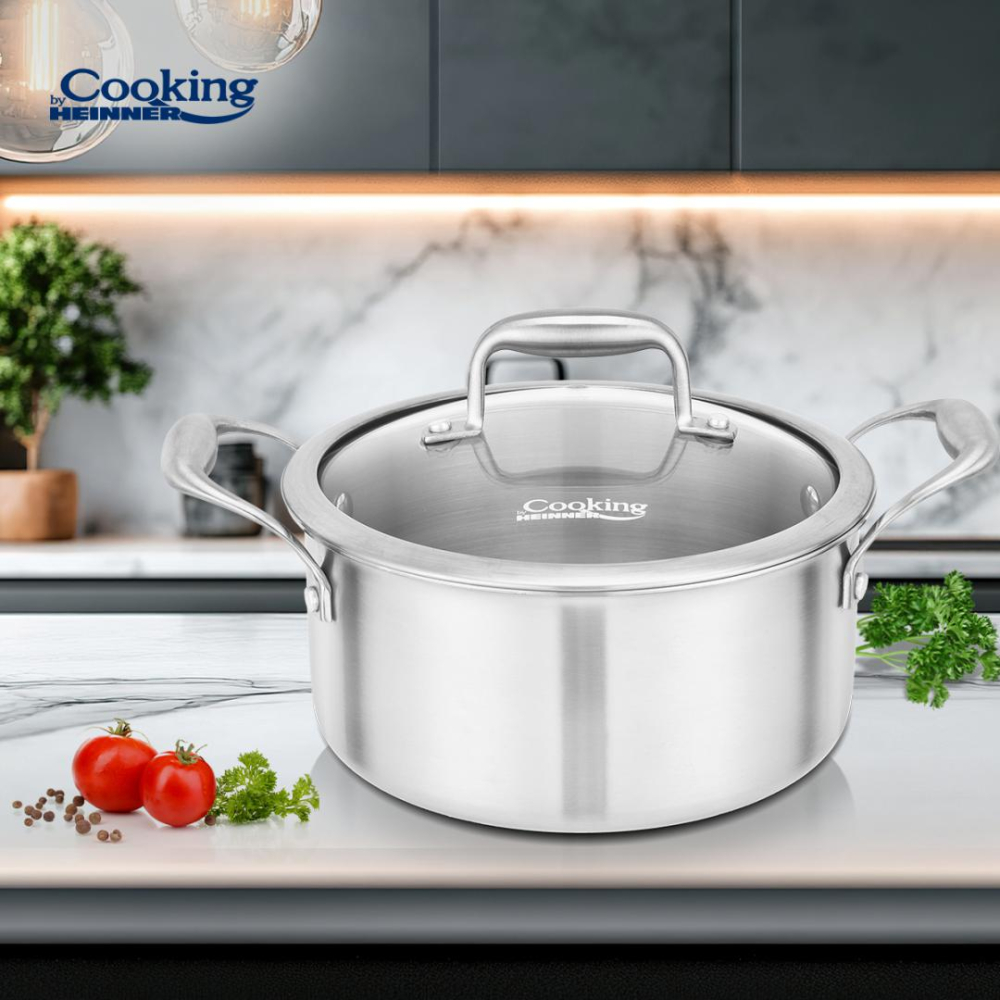 SEMIOALA INOX+CAPAC STICLA 24x12CM, 5L, ATOMIC3, COOKING BY HEINNER [5]