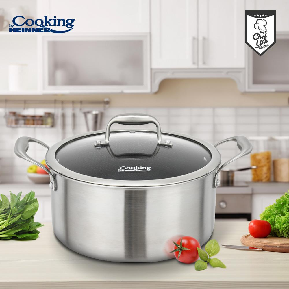 SEMIOALA INOX+CAPAC STICLA IN 3 STRATURI 28x13 CM, 7 L, TITANIUM3, COOKING BY HEINNER [5]