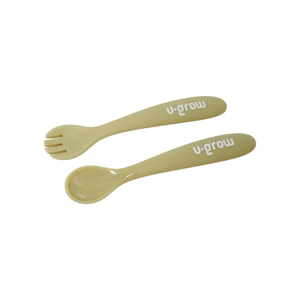 Set diversificare 5 piese silicon : baveta, bol, farfurie, lingurita si furculita, olive, U-Grow [6]