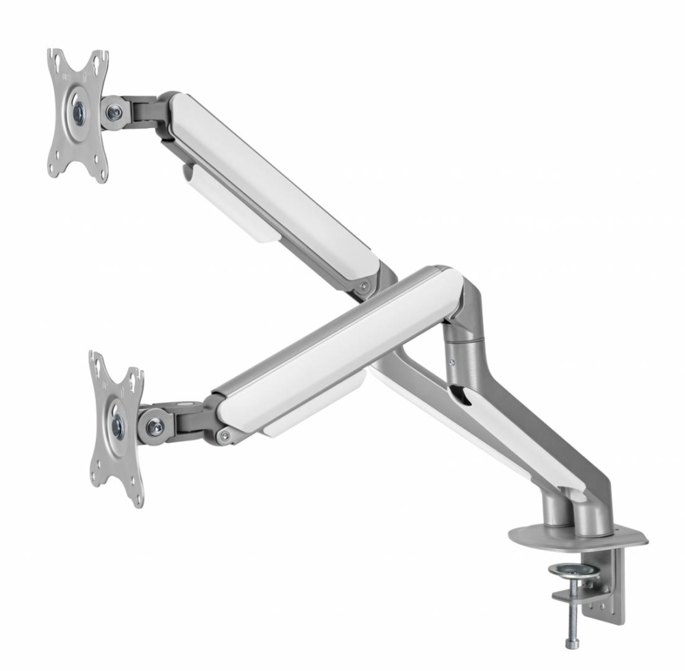 Suport 2 monitoare Serioux MM63-C024, arc cu gaz, compatibilitate dimensiune ecran 17"-32", greutate maximă suportata: (per ecran): 2~ 9kg, VESA: 75x75, 100x100, inclinare: +55°~-55°, pivotare: +90°~- [5]
