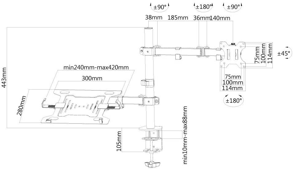 Suport Monitor de Birou, Neomounts by Newstar FPMA-D550NOTEBOOK, 10" - 32", VESA 100x100, suporta pana la 8kg, negru [2]