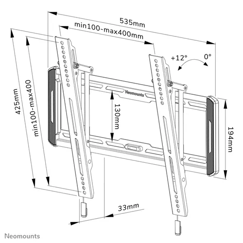 Suport TV de perete, Neomounts by Newstar WL35-550BL14, Fix, 24"- 55", VESA 400x400mm, suporta pana la 60kg, negru [3]