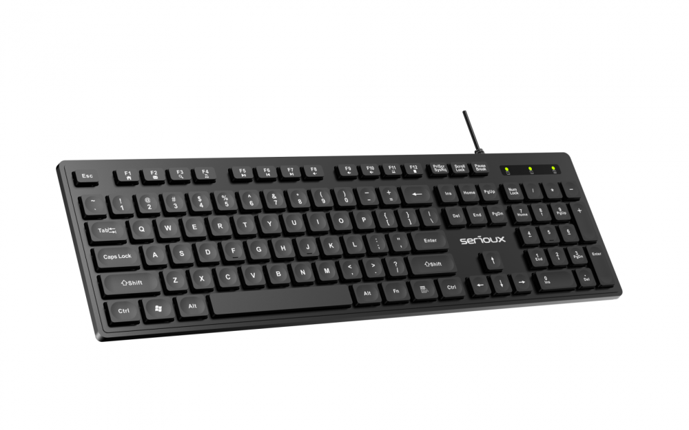 Tastatura Serioux cu fir, interfata USB, 104 taste, material ABS, US Layout, lungime cablu 1.5m PVC, dimensiuni 429*128*20mm; 416g, negru [4]