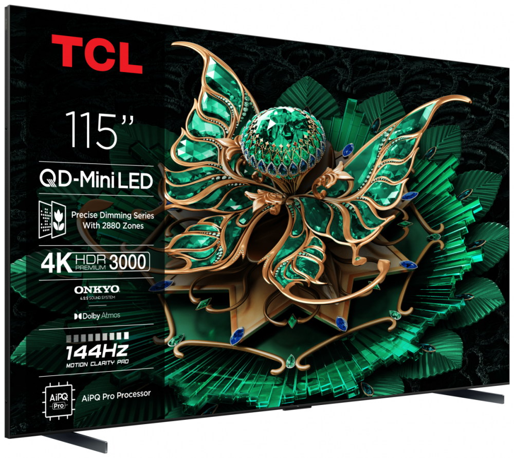 Televizor TCL QD-MiniLED 115C7K, 291 cm, Smart Google TV, 4K Ultra HD ,144Hz, Clasa E, Onkyo [2]