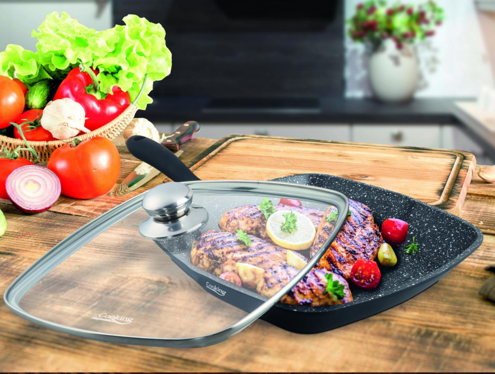 TIGAIE GRILL ALUMINIU + CAPAC 28 x 4.5 CM , DARK LINE, COOKING BY HEINNER [6]