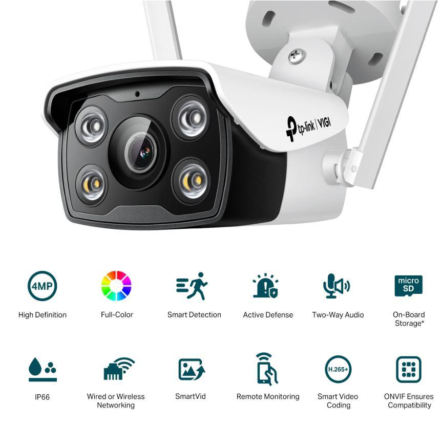 "TP-LINK VIGI 4MP Outdoor Bullet Network WIFI Camera,VIGI C340-W(4mm), 1/3""Progressive Scan CMOS, obiectiv: 4mm, F1.6, unghi vizualizare Horizontal FOV: 79°, Vertical FOV: 43°, Diagonal FOV: 93°dista [2]