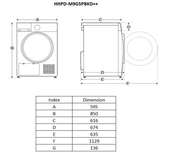 Uscator de rufe HEINNER HHPD-M9G5PBKD++, 9 kg, Clasa: D, Alb [5]