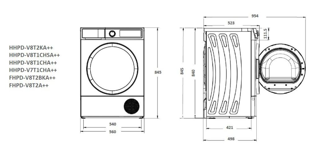 Uscator de rufe HEINNER HHPD-V8T1CHA++, 8 kg, Clasa: E, Alb [2]
