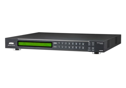 Switch-uri KVM - ATEN VM5808H-AT-G. Tipul de produs: Comutator matrice scalare, Rata de transfer de date: 6,75 Gbit/s, Tact maxim pixel: 225 MHz. Culoare carcasă externă: Negru, Material carcasă: Metal. Consum de ener