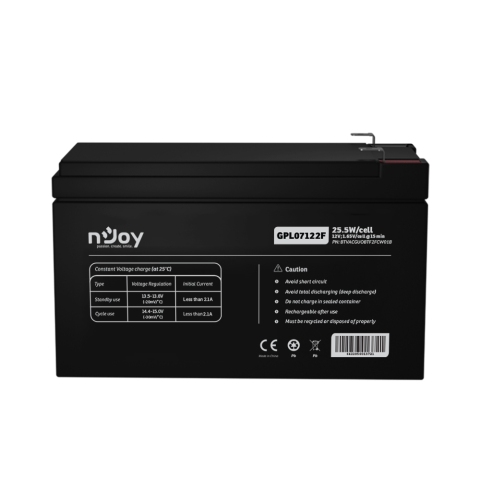 Acumulator nJoy GPL07122F 12V 22.72W/cell, Capacitate 22.72W/cell evaluat la 1,65V/cell@15 min), Tensiune 12V, Tip VRLA - fara mentenanta, Caracteristici: Sigilata complet si fara intretinere, Peste 2 [2]