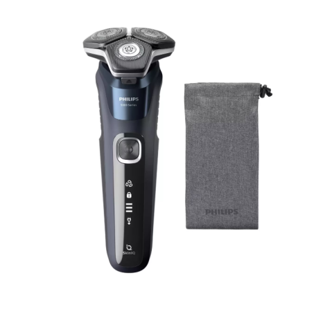 Aparat de barbierit PHILIPS Shaver Seria 5000 S5585/10, barbierit umed/uscat, tehnologie SkinIQ, fara fir, capete flexibile 360°, display LED, senzor Power Adapt, lame auto-ascutire, lama integrata, 6 [1]