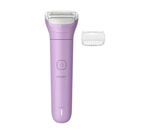 Aparate de ras electrice - Aparat de ras electric pentru femei, fara fir PHILIPS BRL114/00, umed si uscat, autonomie: 80 minute, 1 accesoriu, trimmer (pieptene) pentru tuns, culoare mov