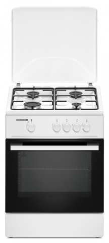 Aragazuri pe gaz - Aragaz gaz Heinner HFSC-K6060WH, 4 arzatoare, aprindere electrica plita, dispozitiv de siguranta, 60x60 cm, alb