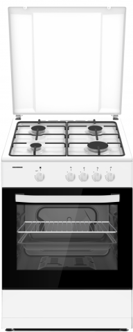 Aragazuri pe gaz - Aragaz gaz Heinner HFSC-SME66IWH, 4 arzatoare, aprindere electrica plita/cuptor, dispozitiv de siguranta, 60x60 cm, alb