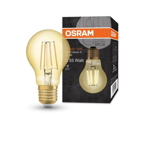 Iluminat - Bec LED Osram Vintage 1906 CLAS A, E27, 6.5W (50W), 650 lm, lumina calda(2400K), cu filament