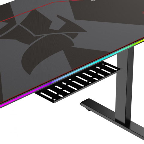 Birou electric Serioux Carbon Pro RGB, reglabil pe inălțime, Dimensiuni blat 1400mm x 700mm, Orientare Cadru: Rectangular, Greutate maxima: 60 kg, Interval de inălțime: 730~ 1210 mm, Segmente coloană: [8]