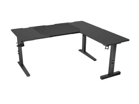Birouri gaming - Birou gaming Genesis Holm Modular 160, material metal MDF, reglabil pe inaltime 70 - 90 cm, iluminare RGB, management cabluri, negru
