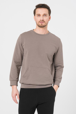 Hanorace - BLUZA COTON CASUAL BARBATI TAUPE-XXL