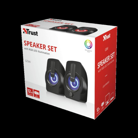 Boxe Stereo Trust Gemi RGB 2.0 Speaker, 6W, negru [3]