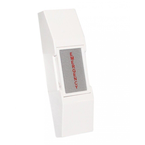 Control acces - Buton cerere iesire REX aplicabil, din plastic, ND-EB02; Iesire contact: NO/NC, tensiune 12V, 300 mA, auto reset, culoare alba; Icon: Emergency; Dimensiuni: (L x W x H)76 x 17 x 17mm; set 10 bucati