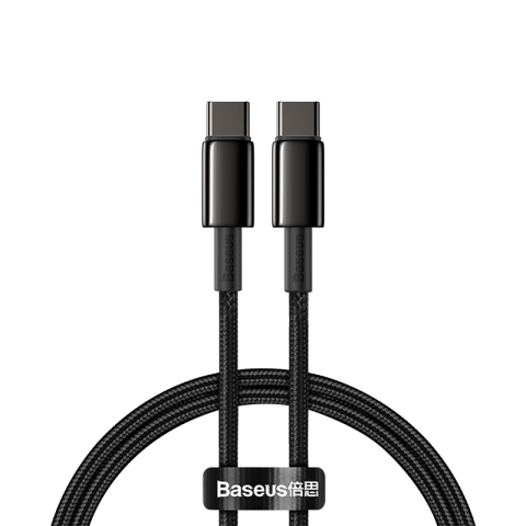 Conectica - Cablu Baseus Tungsten Gold, USB C/ USB C, 1m, Negru
