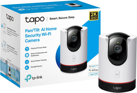 Supraveghere video IP - Camera Supraveghere WIFI, wireless Tapo C225, Senzor 1/3", rezolutie: 2K QHD (2560 × 1440 px, 15fps), Obiectiv: D1.6, 4mm, Night Vision, raza vizuala: 360° orizontal, 149° Vertical, Protocol WI-FI: IE