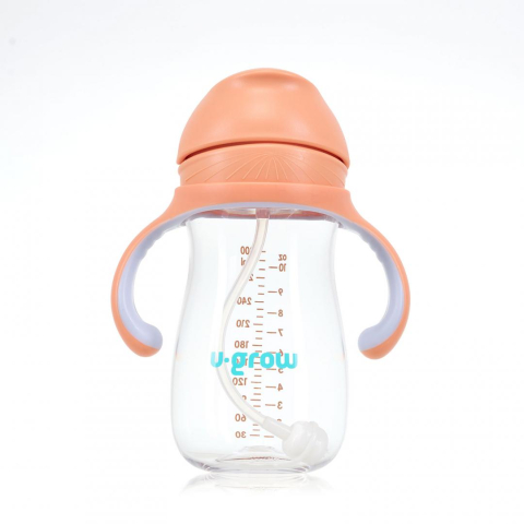 Cana cu pai tritan, orange, 300ml, U-Grow [1]