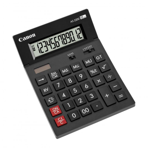 Office - Calculator birou Canon AS2200, 12 digiti, display LCD, alimentare solara si baterie.